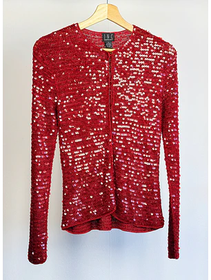 Cardigan de lentejuelas rojo