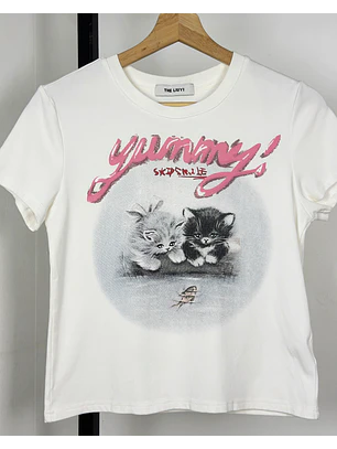 Polera blanca estampada