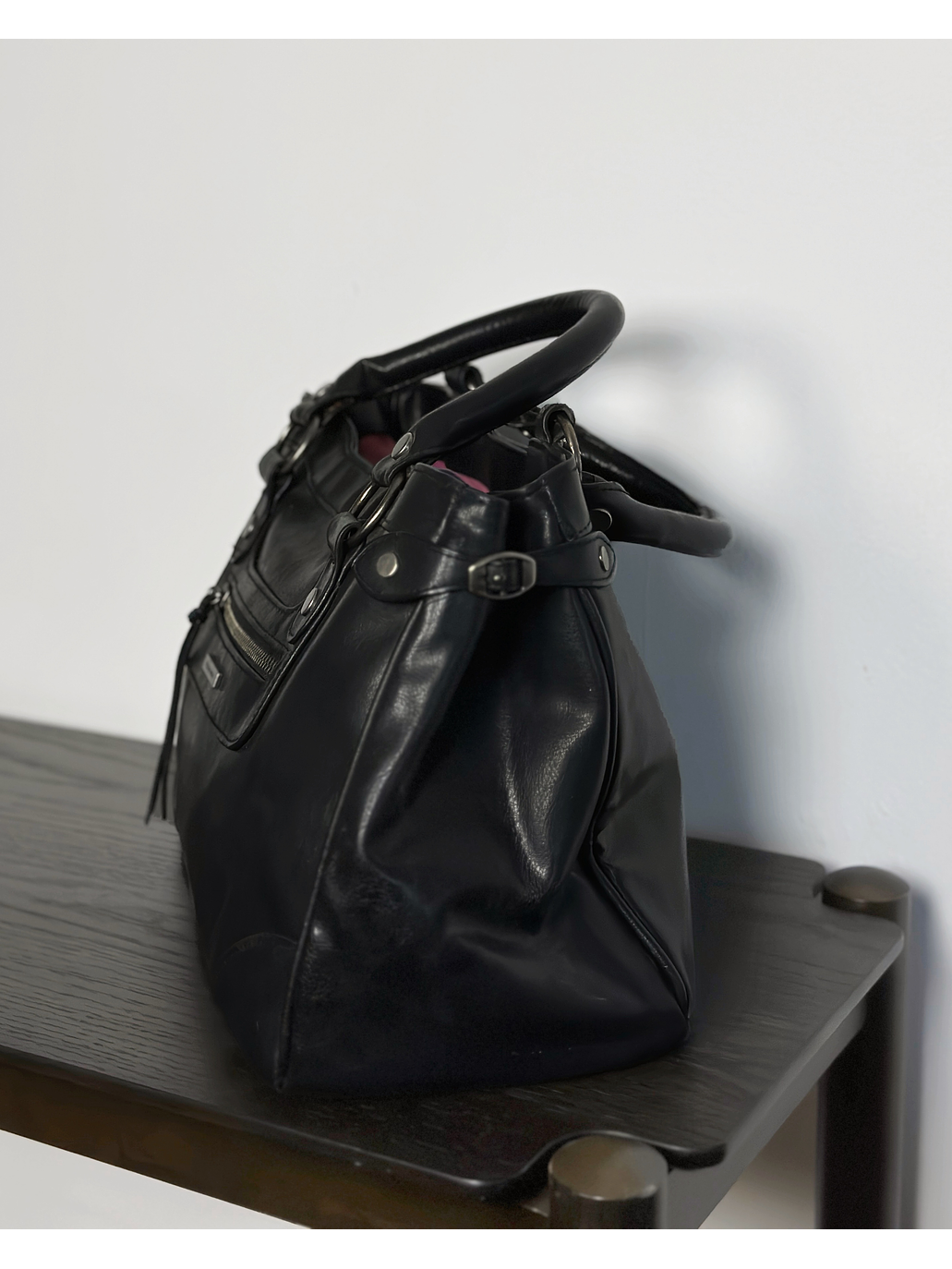 Bolso negro cuero sintético  3