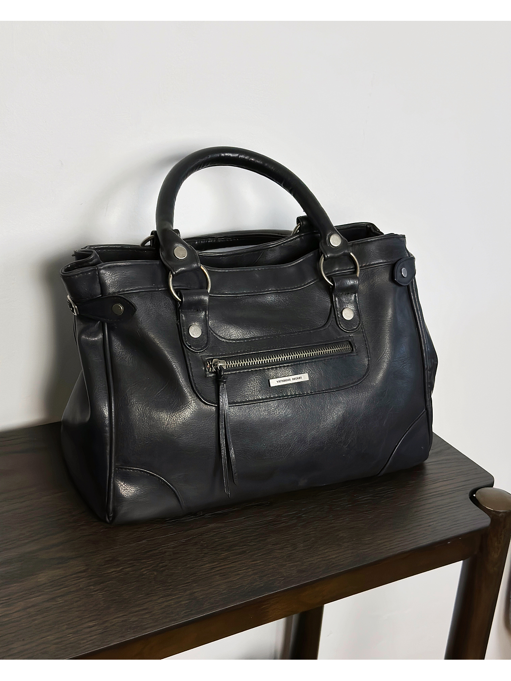 Bolso negro cuero sintético  8