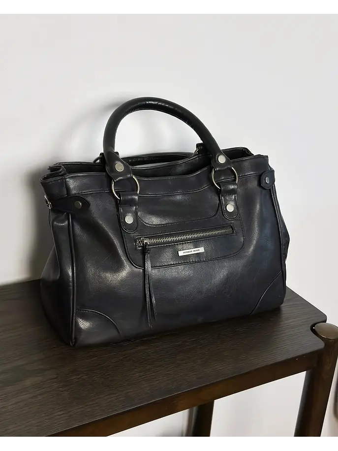 Bolso negro cuero sintético  8