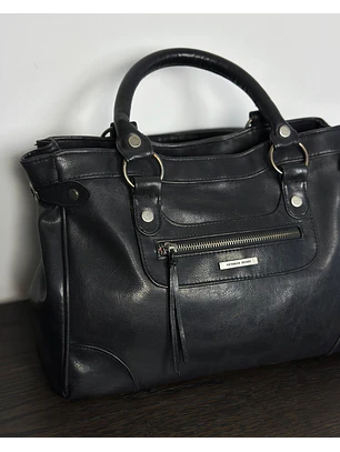 Bolso negro cuero sintético 