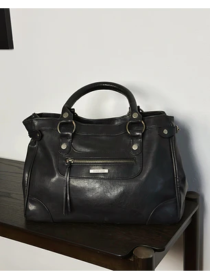 Bolso negro cuero sintético 