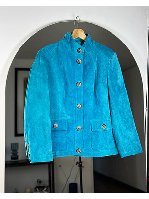 Chaqueta de gamuza turquesa