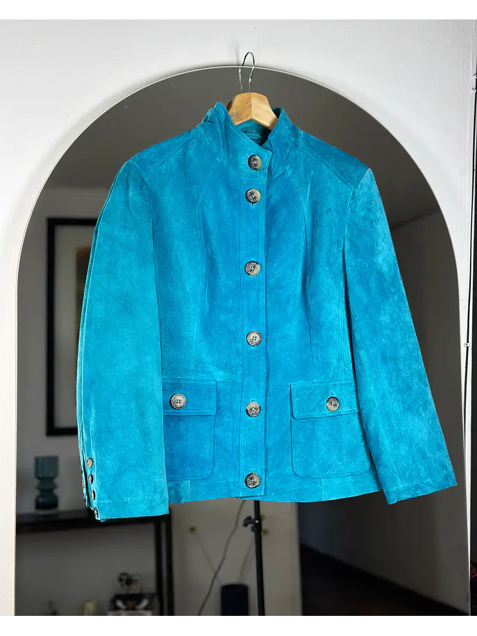 Chaqueta de gamuza turquesa 1