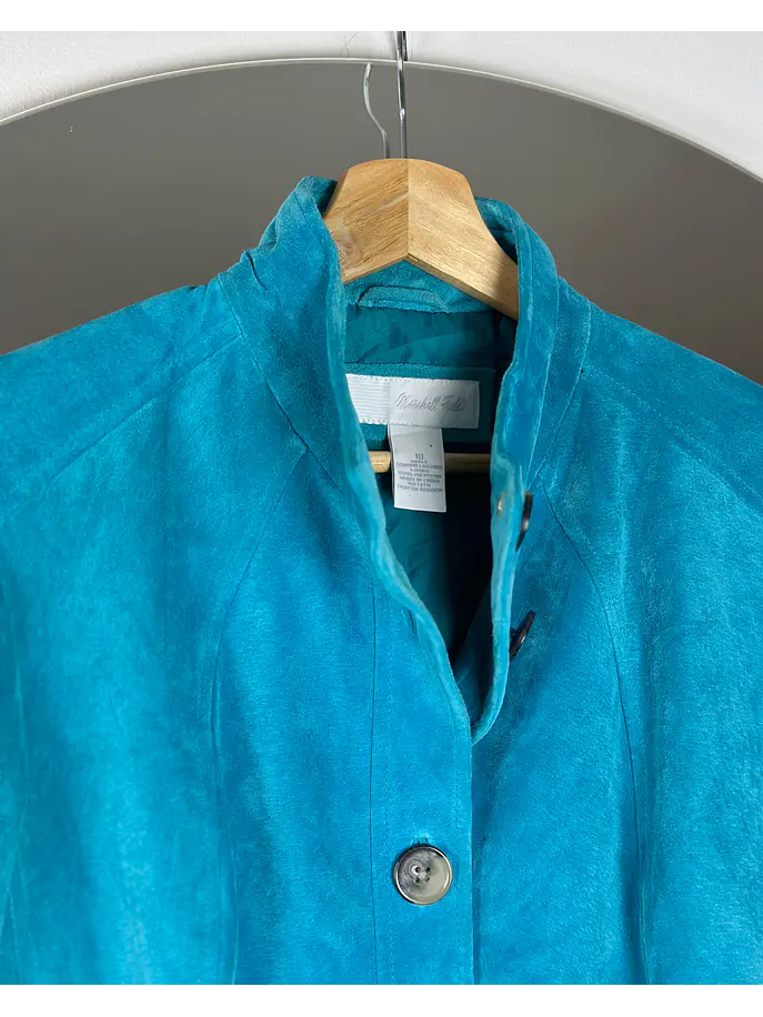 Chaqueta de gamuza turquesa 3