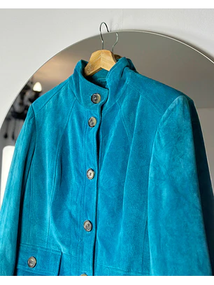 Chaqueta de gamuza turquesa