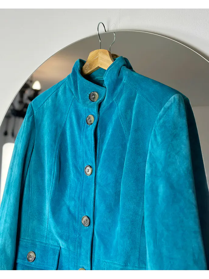 Chaqueta de gamuza turquesa 2