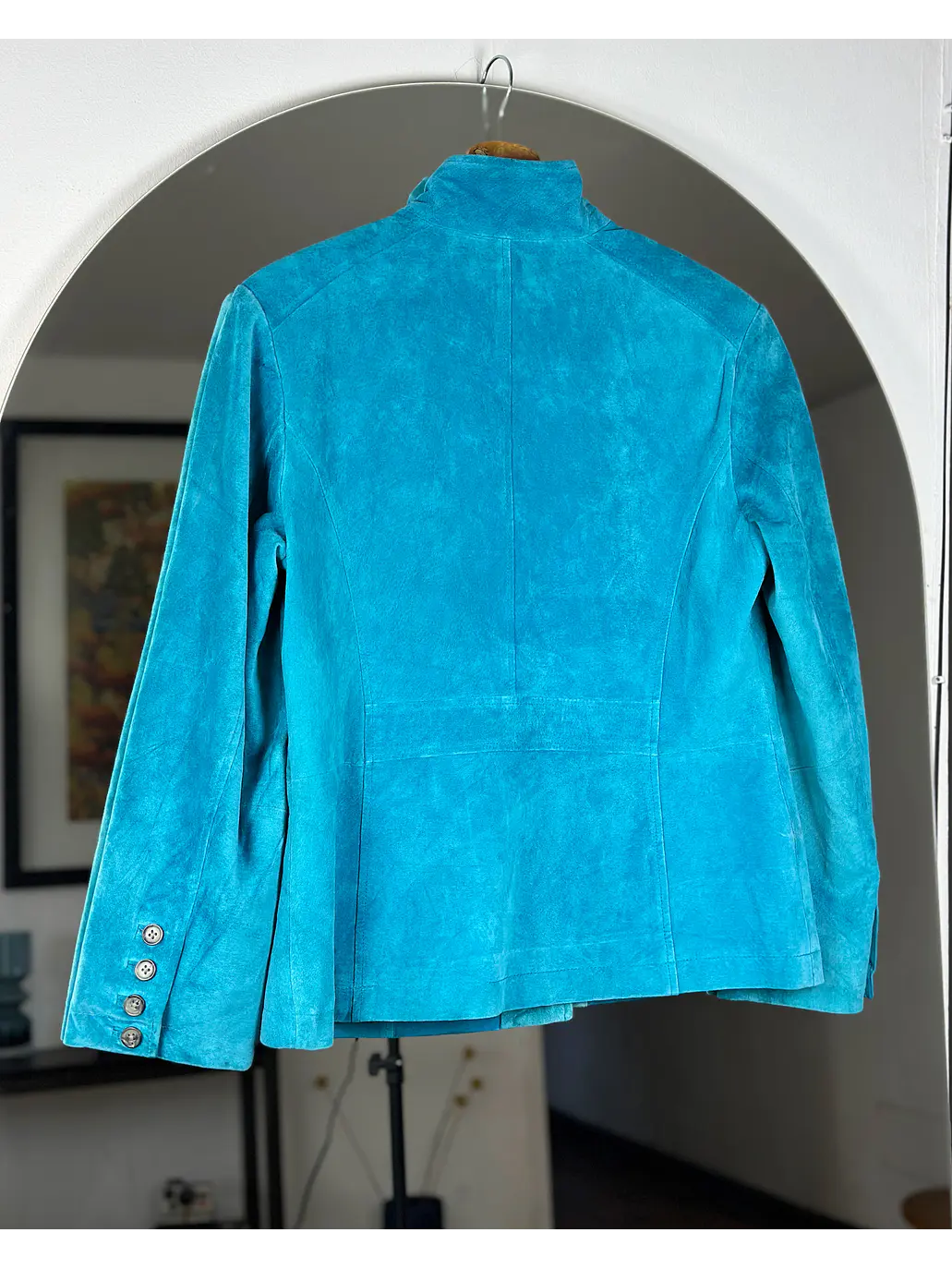 Chaqueta de gamuza turquesa 4