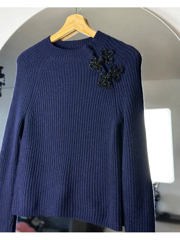 Chaleco azul con apliqué  3