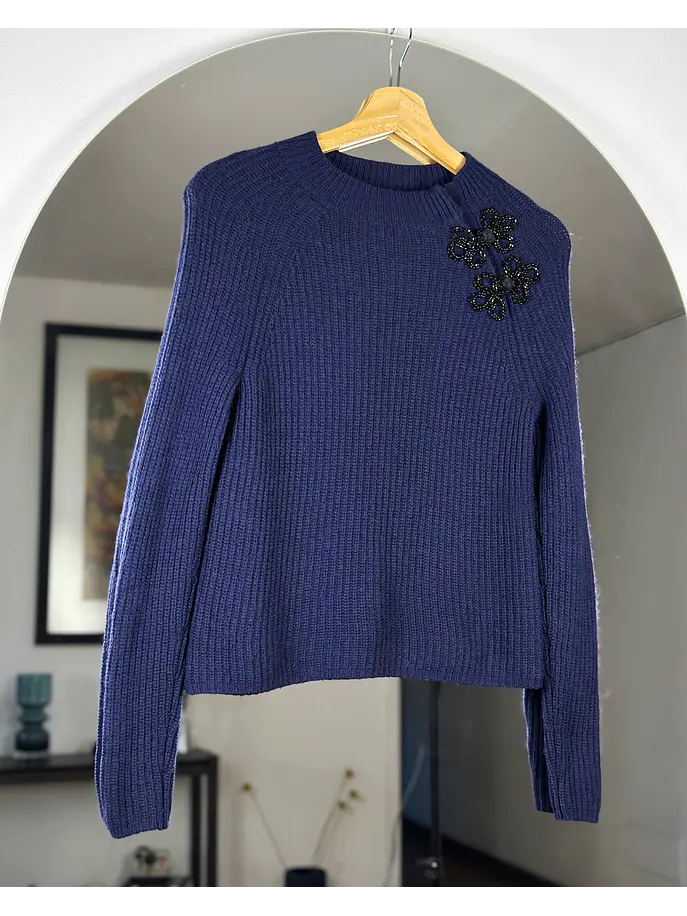 Chaleco azul con apliqué  1