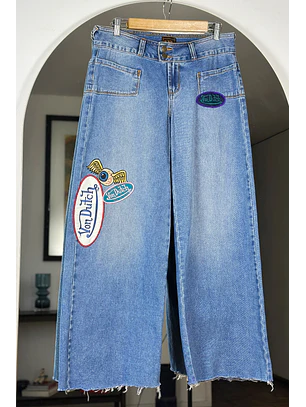 Jeans tiro medio wide leg