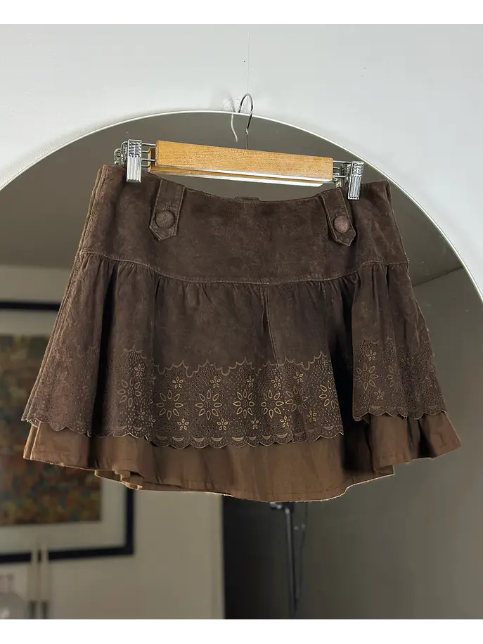 Falda de gamuza café 1