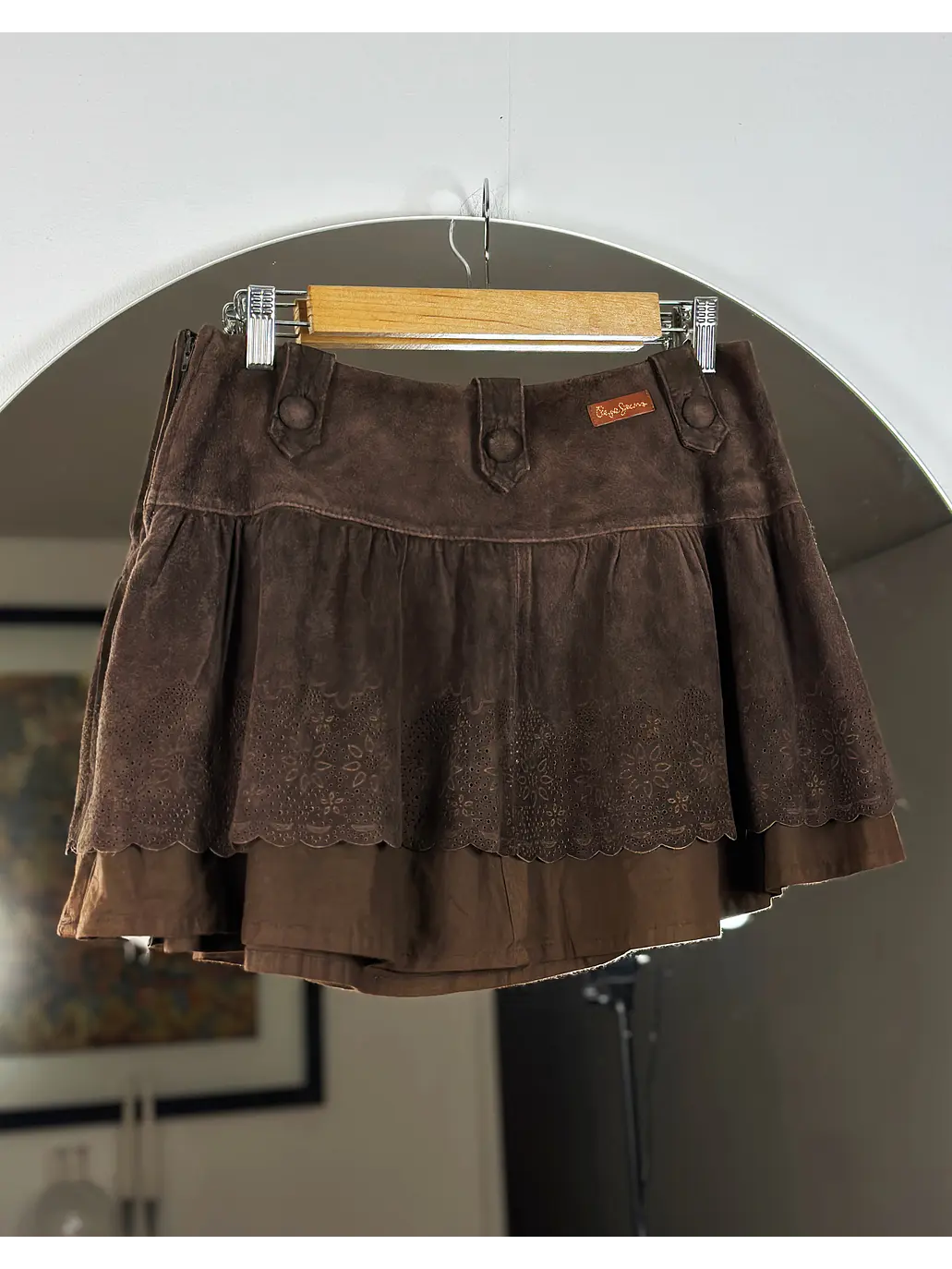 Falda de gamuza café 3