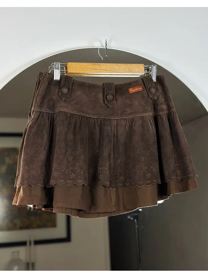 Falda de gamuza café 3