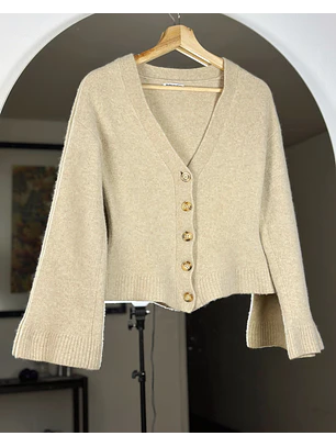Cardigan beige de lana
