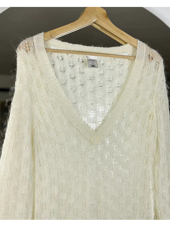 Chaleco blanco crema calado 3