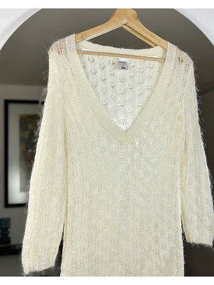 Chaleco blanco crema calado