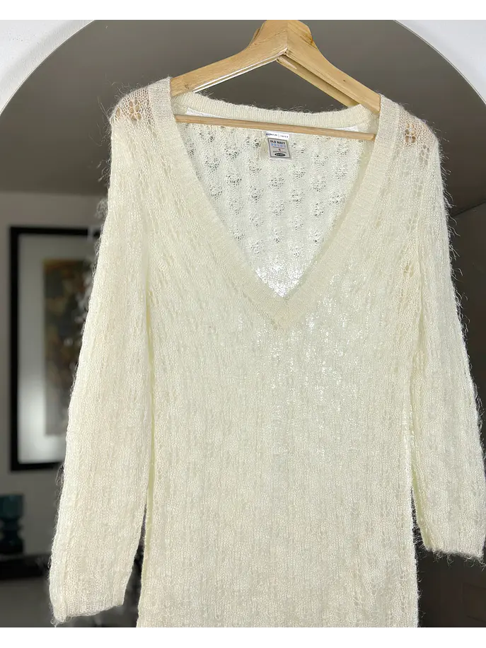 Chaleco blanco crema calado 2