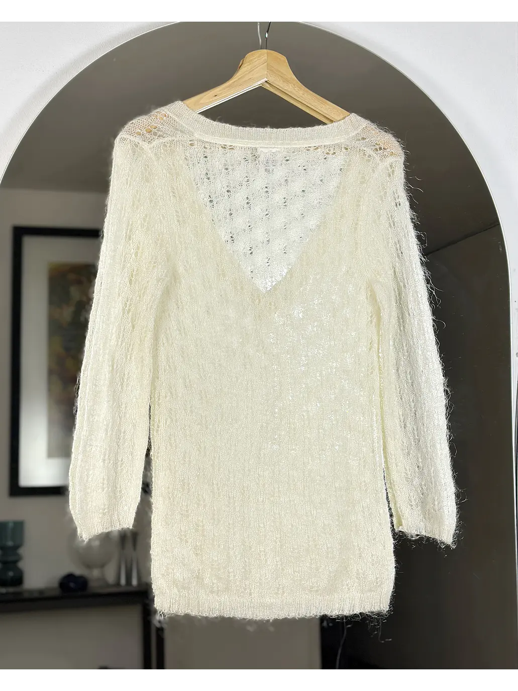 Chaleco blanco crema calado 4