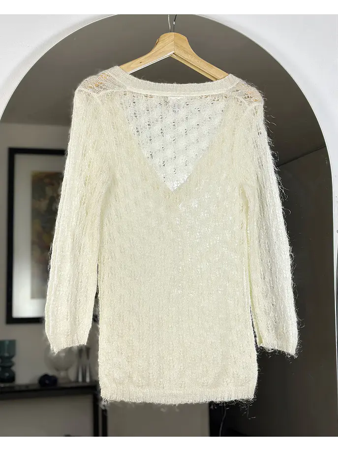 Chaleco blanco crema calado 4