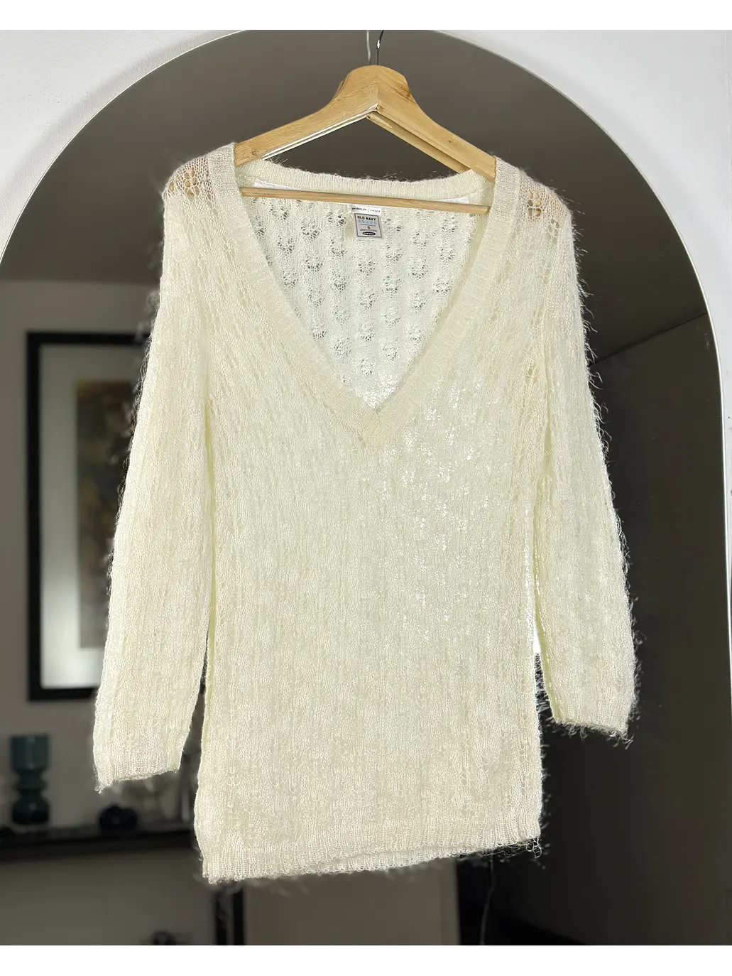 Chaleco blanco crema calado 1