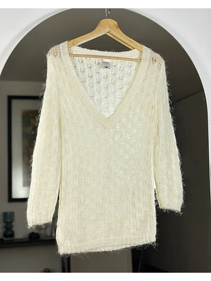 Chaleco blanco crema calado