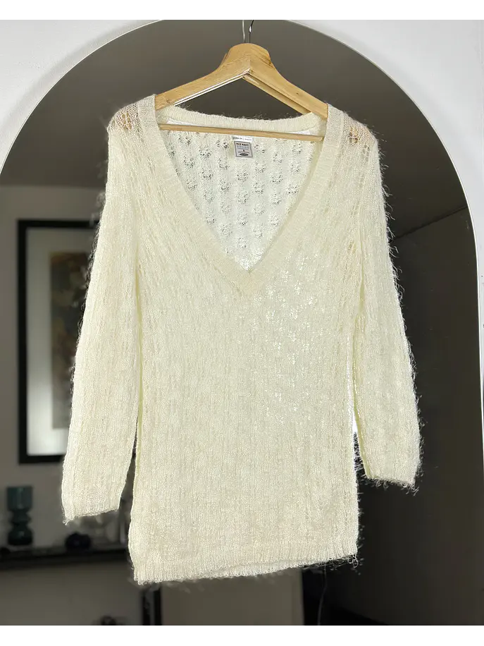 Chaleco blanco crema calado 1