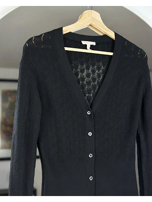 Cardigan negro de lana calado