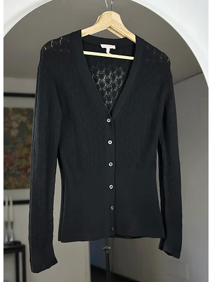 Cardigan negro de lana calado