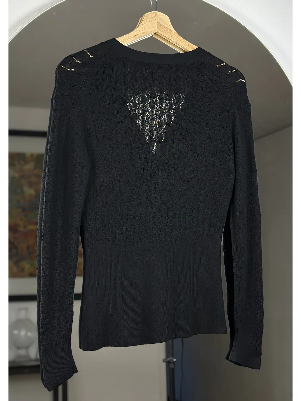 Cardigan negro de lana calado 4