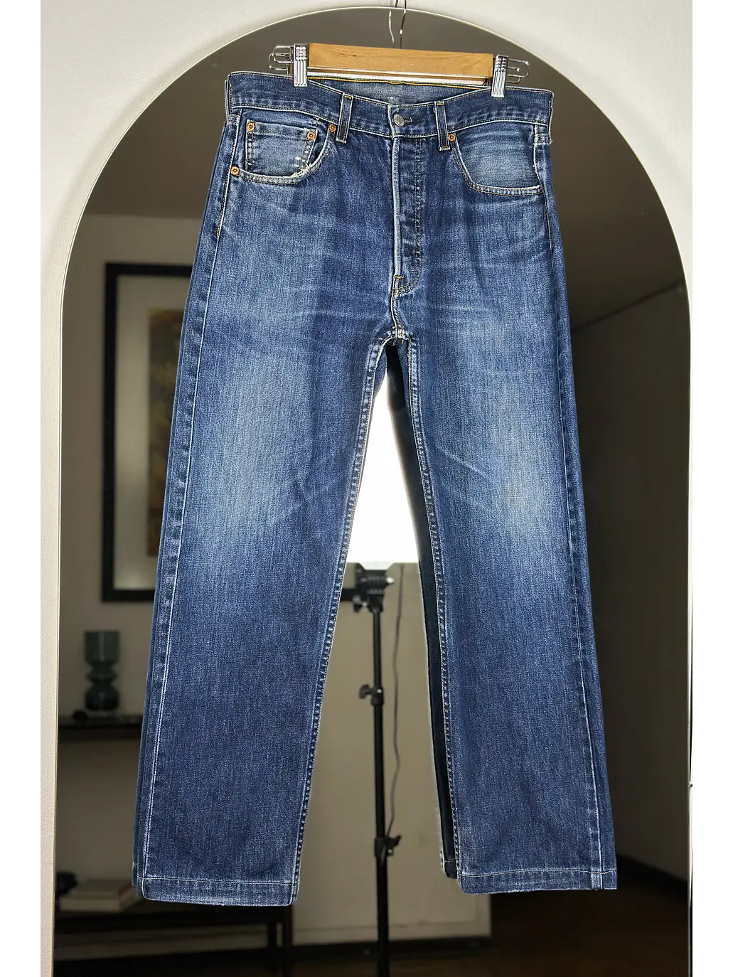 Jeans azul lavado recto 1