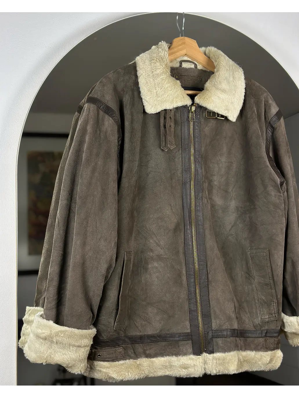 Chaqueta aviador de cuero café 2