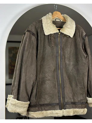 Chaqueta aviador de cuero café