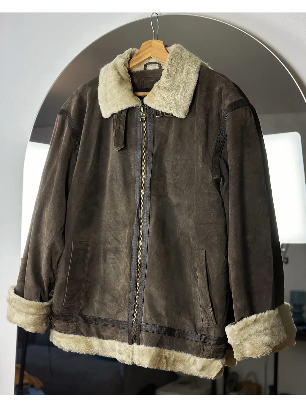 Chaqueta aviador de cuero café 1