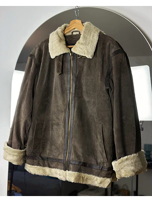 Chaqueta aviador de cuero café