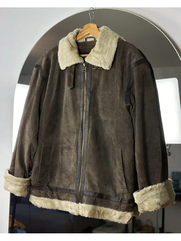 Chaqueta aviador de cuero café 1