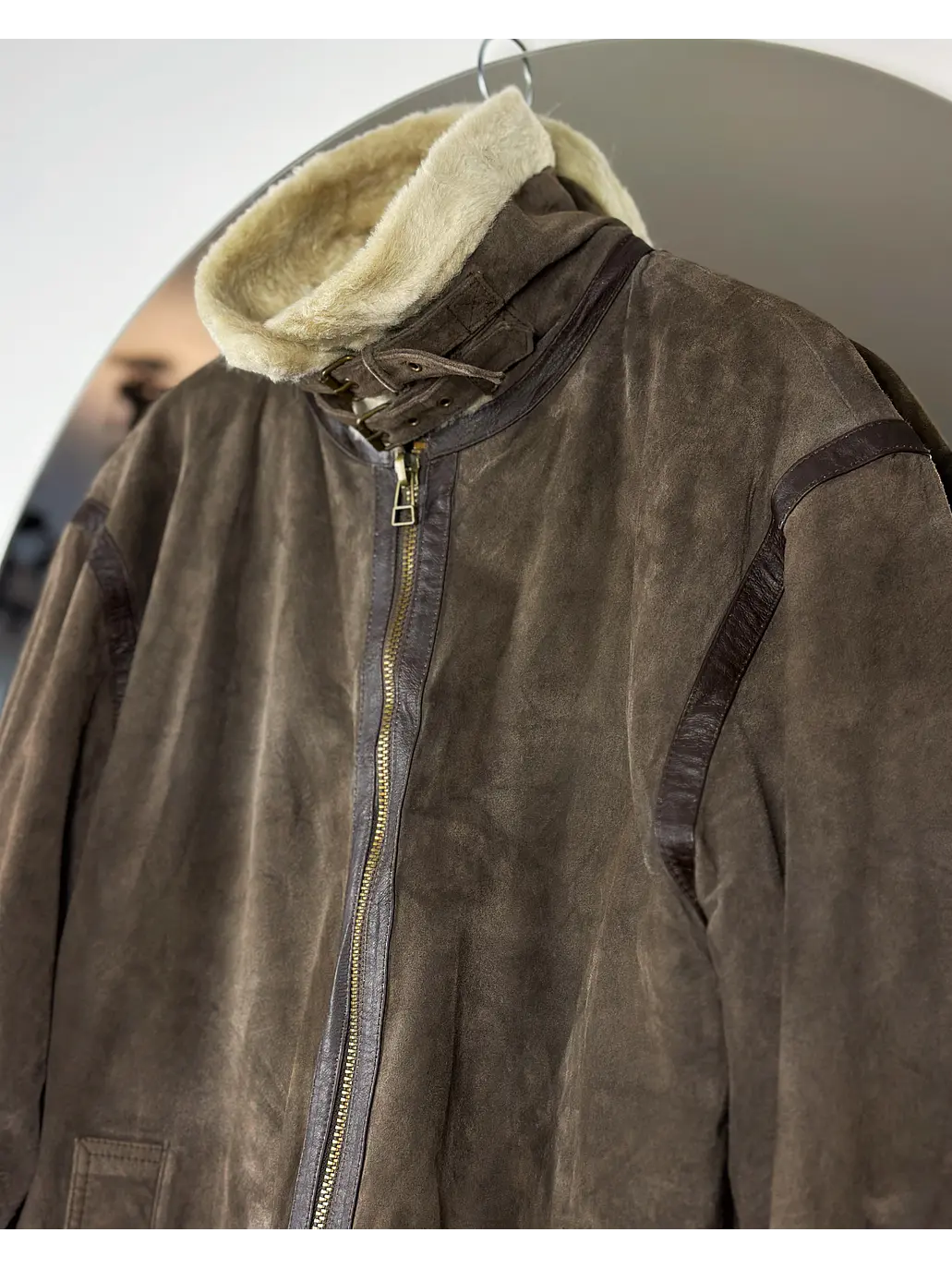 Chaqueta aviador de cuero café 3