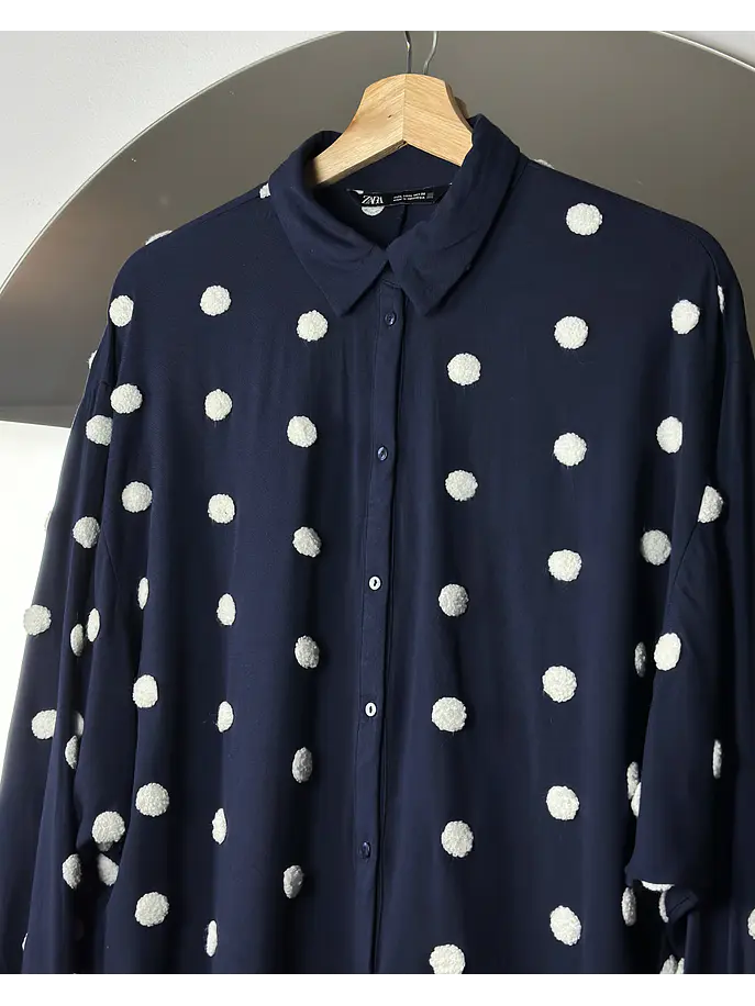 Camisa polka dots azul 2