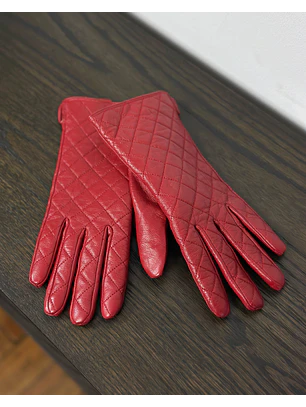 Guantes de cuero rojo
