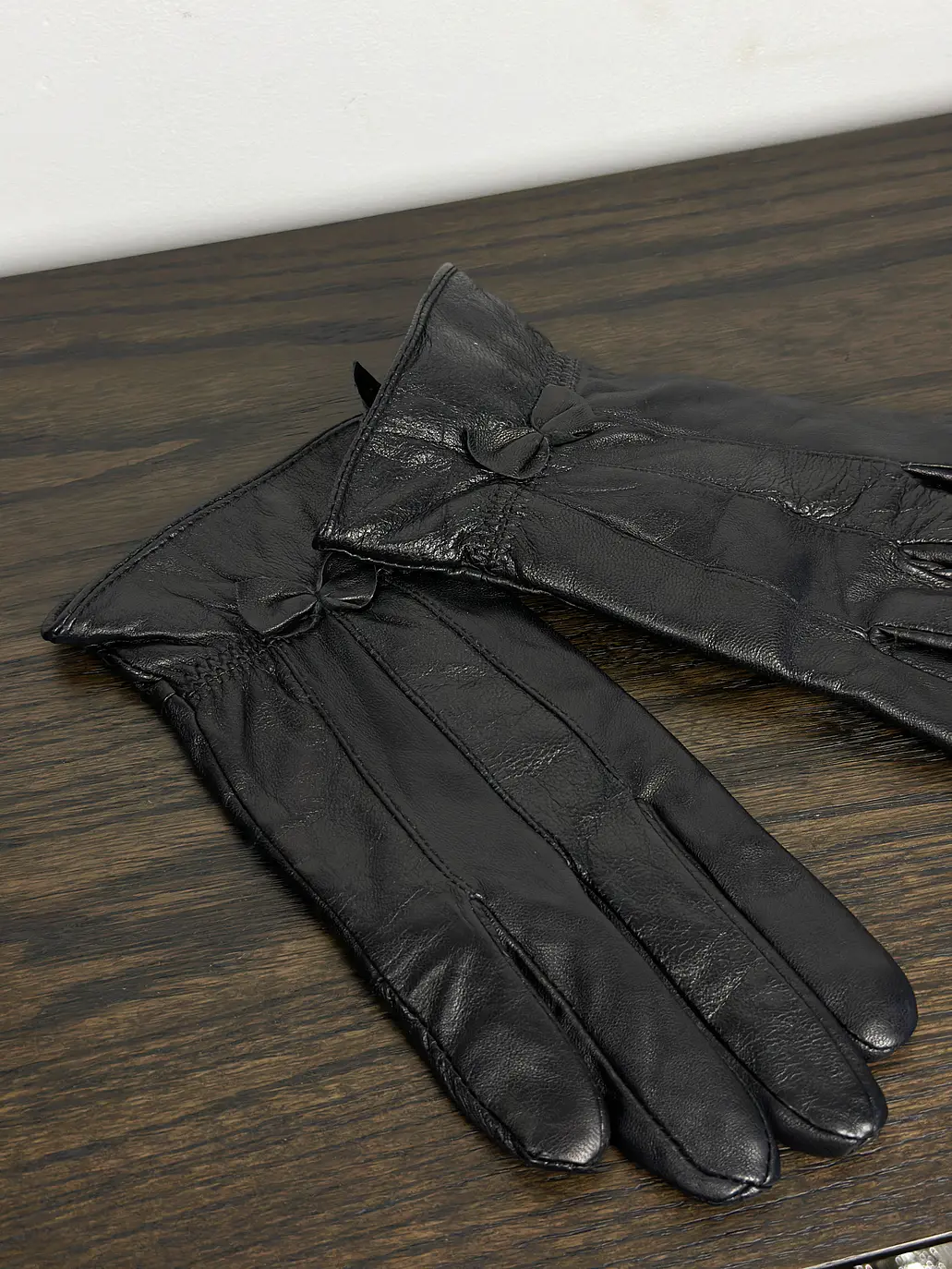 Guantes de cuero negro 5