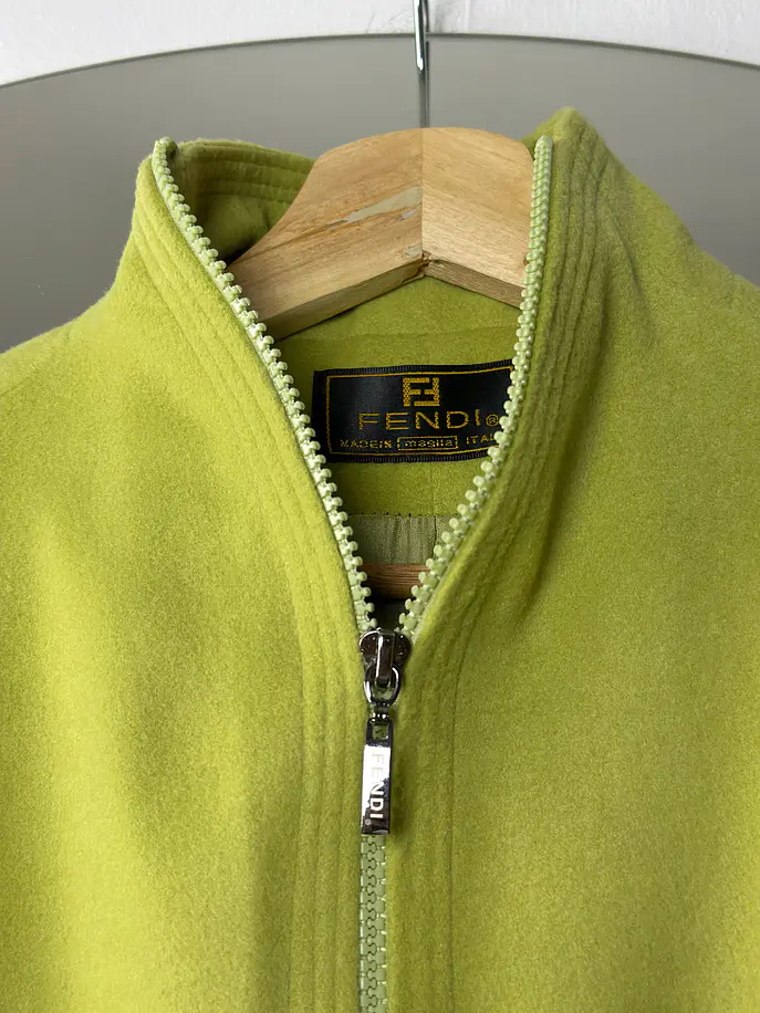 Chaqueta verde limón de cachemira  7