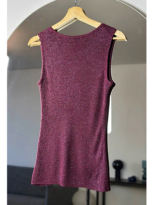 Top fucsia brillos