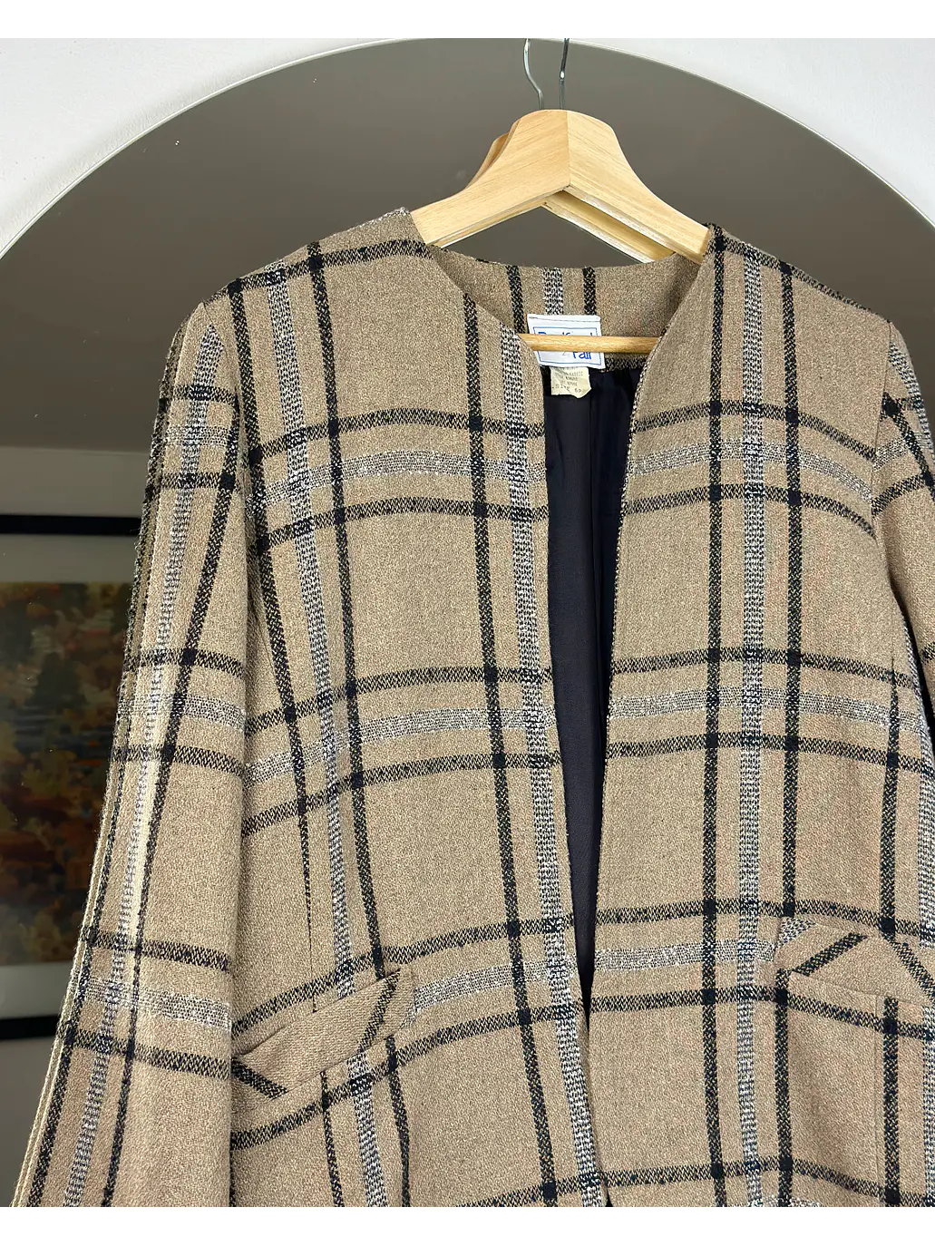 Blazer cuadrillé beige 3
