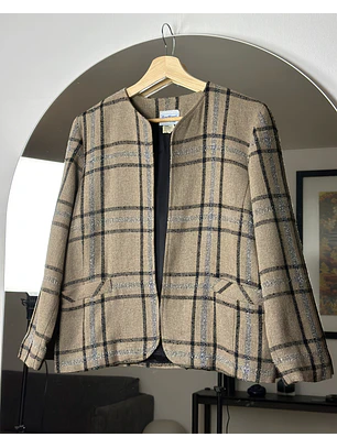 Blazer cuadrillé beige