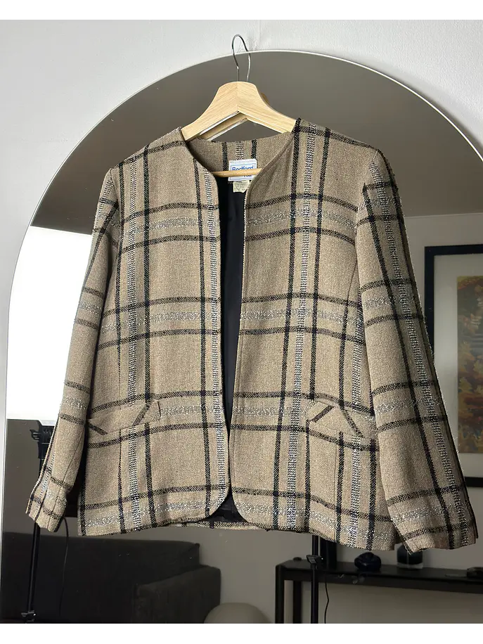 Blazer cuadrillé beige 1