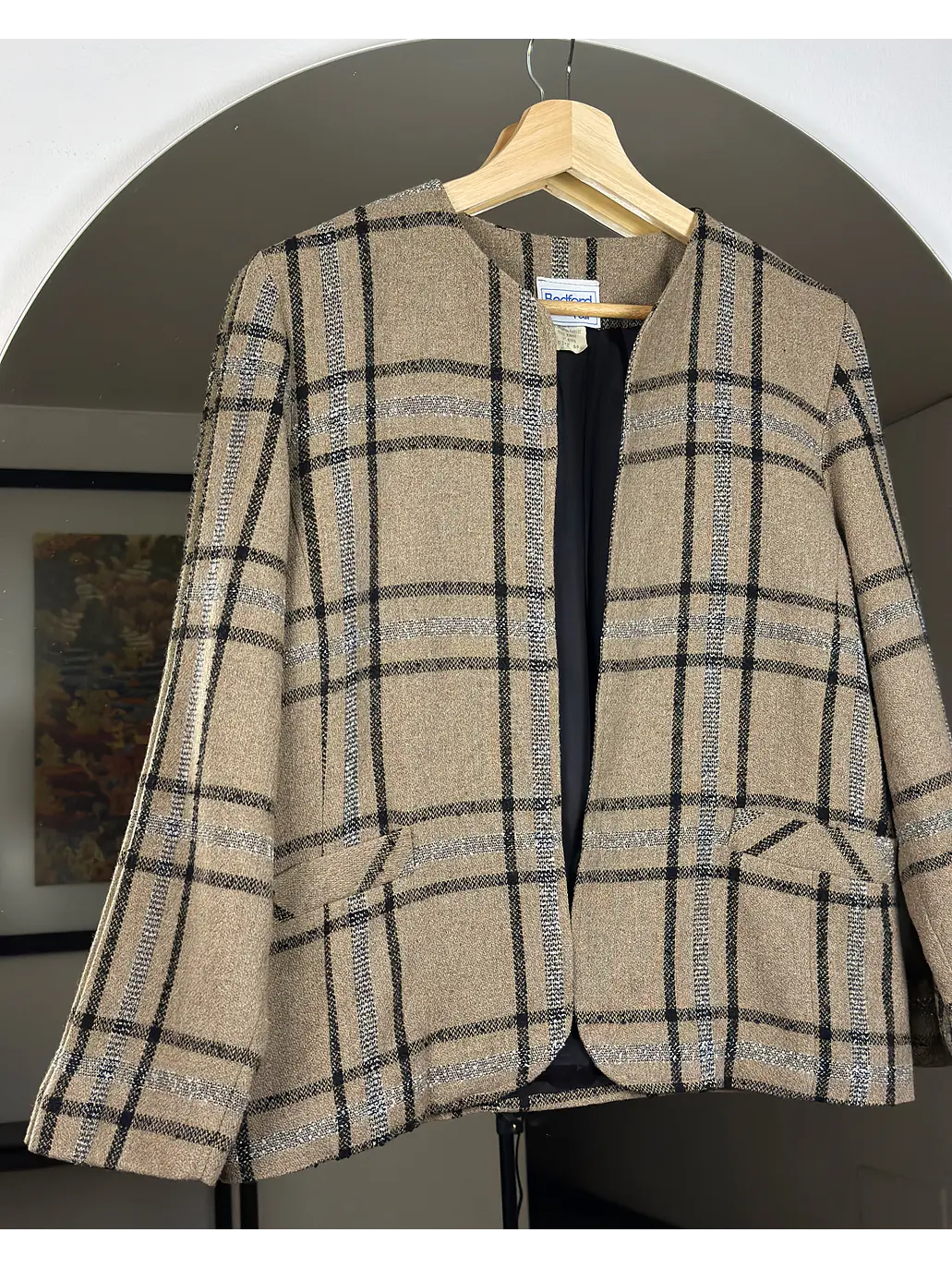 Blazer cuadrillé beige 2