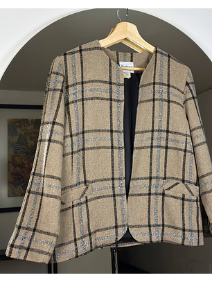 Blazer cuadrillé beige
