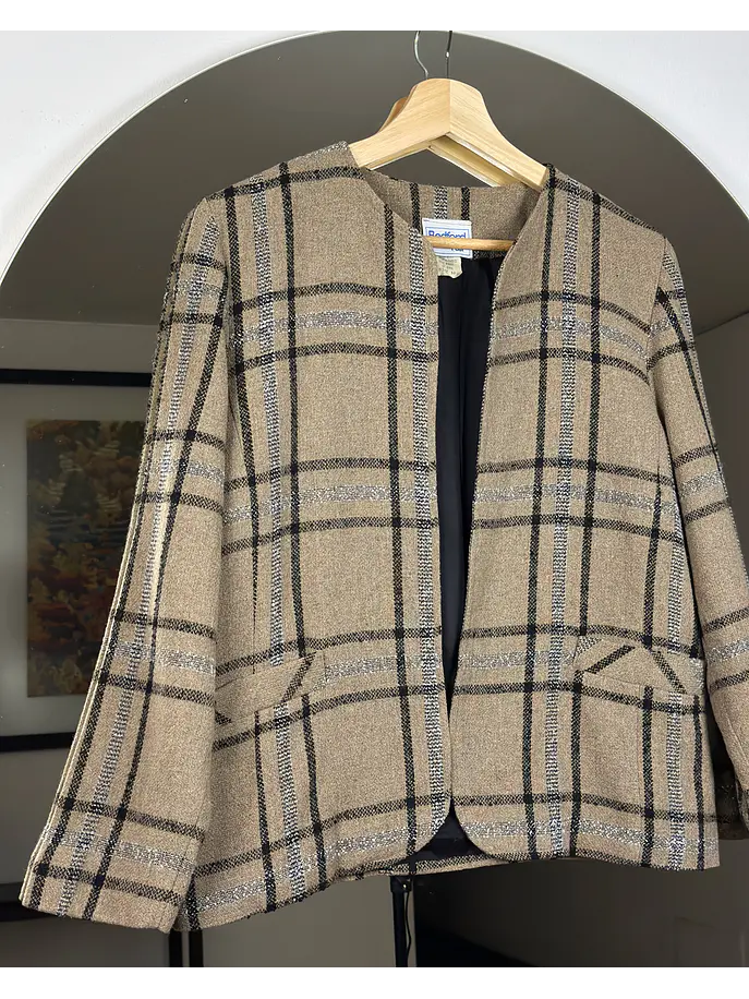 Blazer cuadrillé beige 2