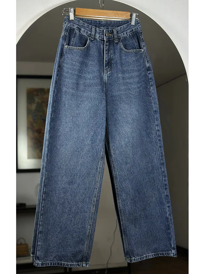 Jeans azul wide leg 1